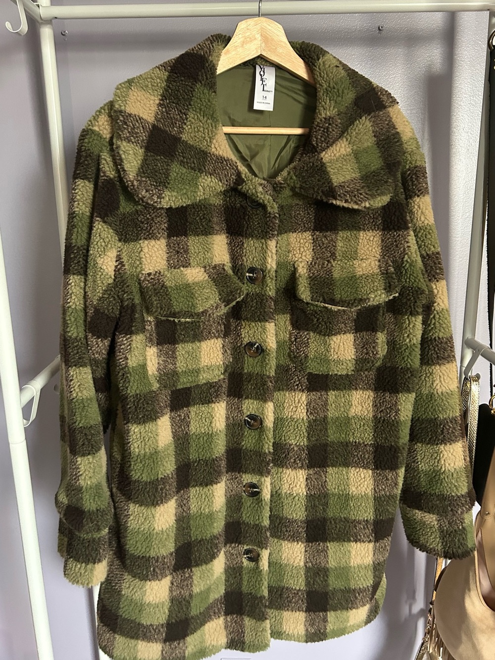 Woman’s fuzzy fleece jacket